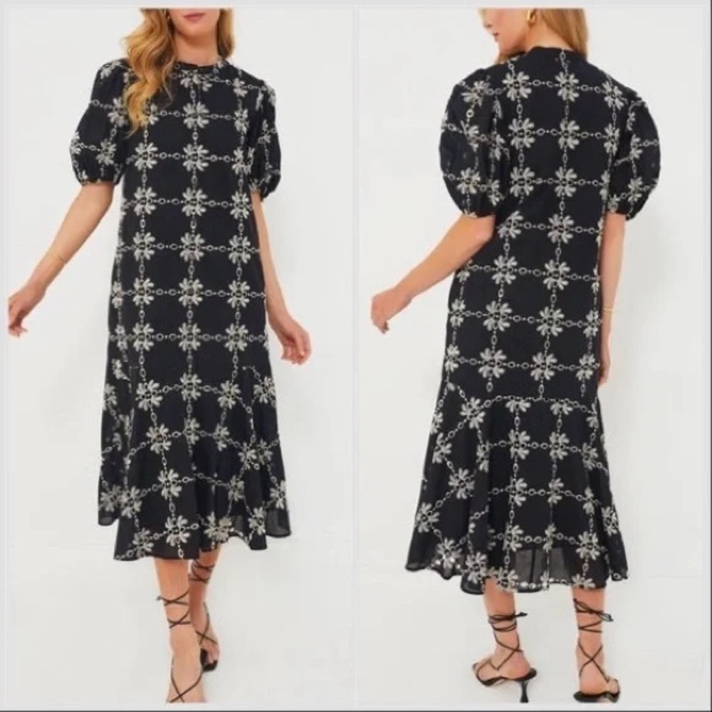 Tuckernuck Black and Cream Floral Midi Maxi Dress